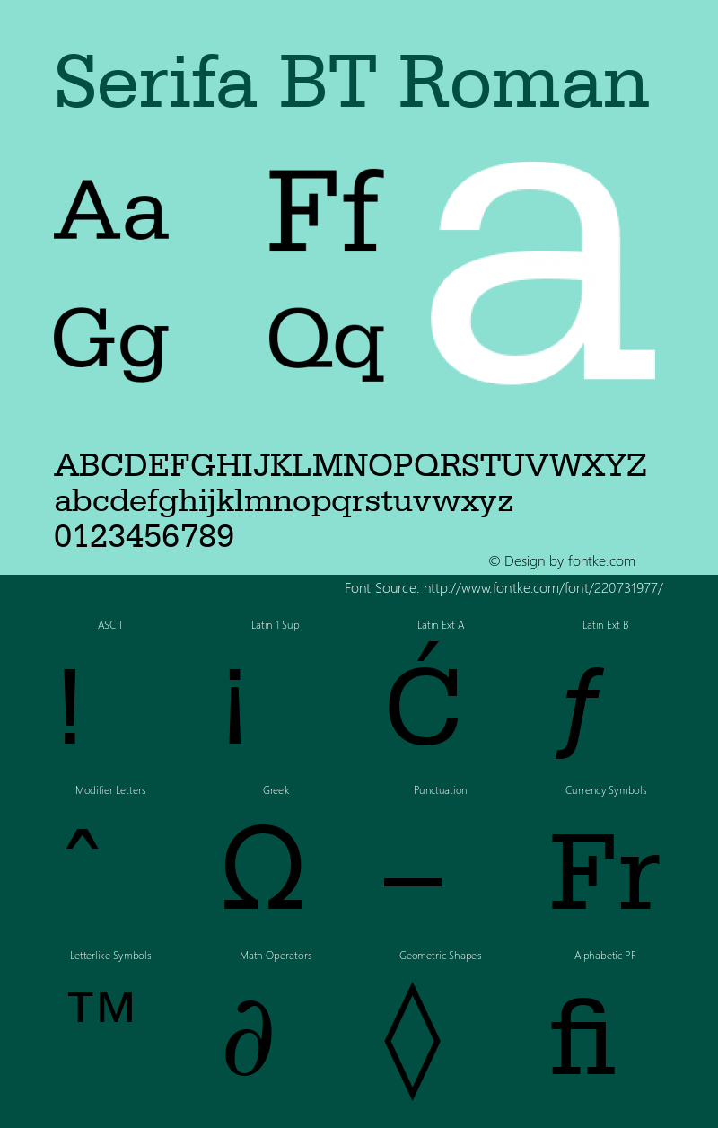 Serifa BT Roman Version 1.01 emb4-OT图片样张