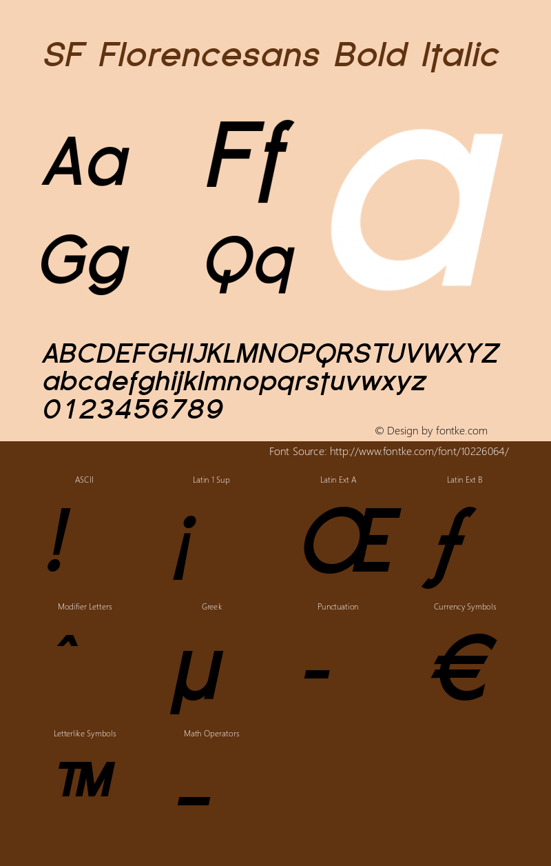 SF Florencesans Bold Italic Version 1.1 Font Sample