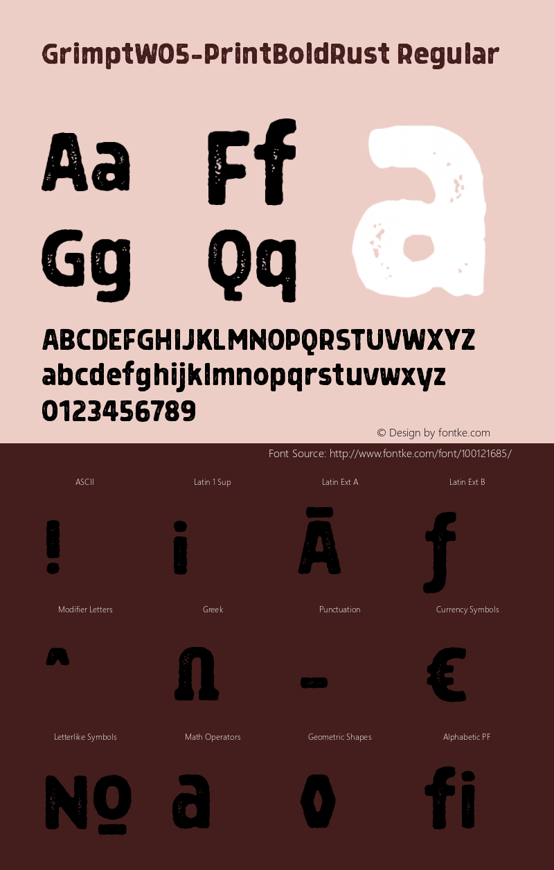 Grimpt W05 Print Bold Rust Version 1.00 Font Sample