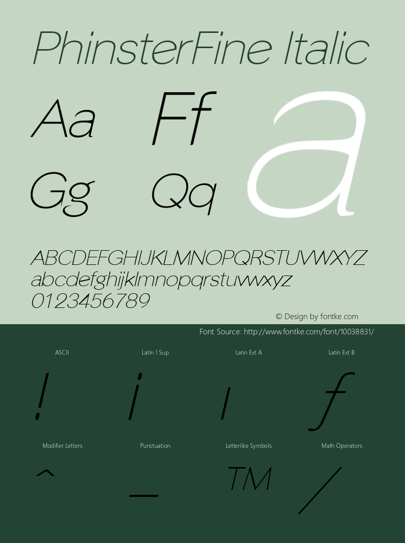 PhinsterFine Italic The IMSI MasterFonts Collection, tm 1995 IMSI Font Sample