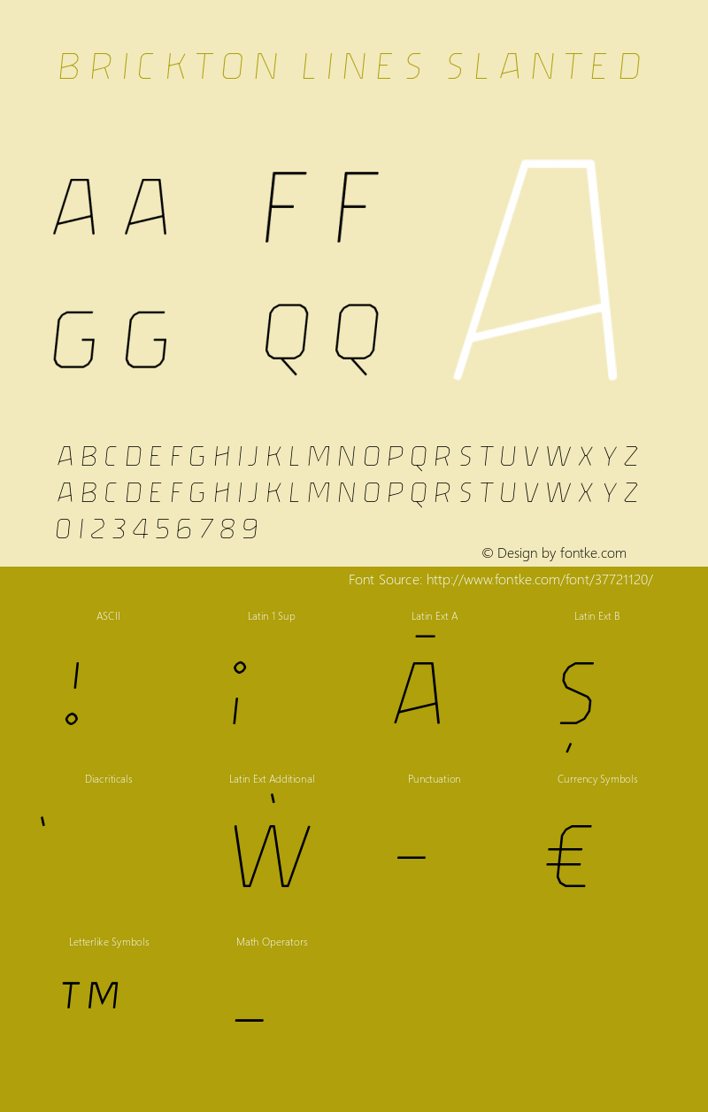 Brickton Lines Slanted Version 1.000 Font Sample