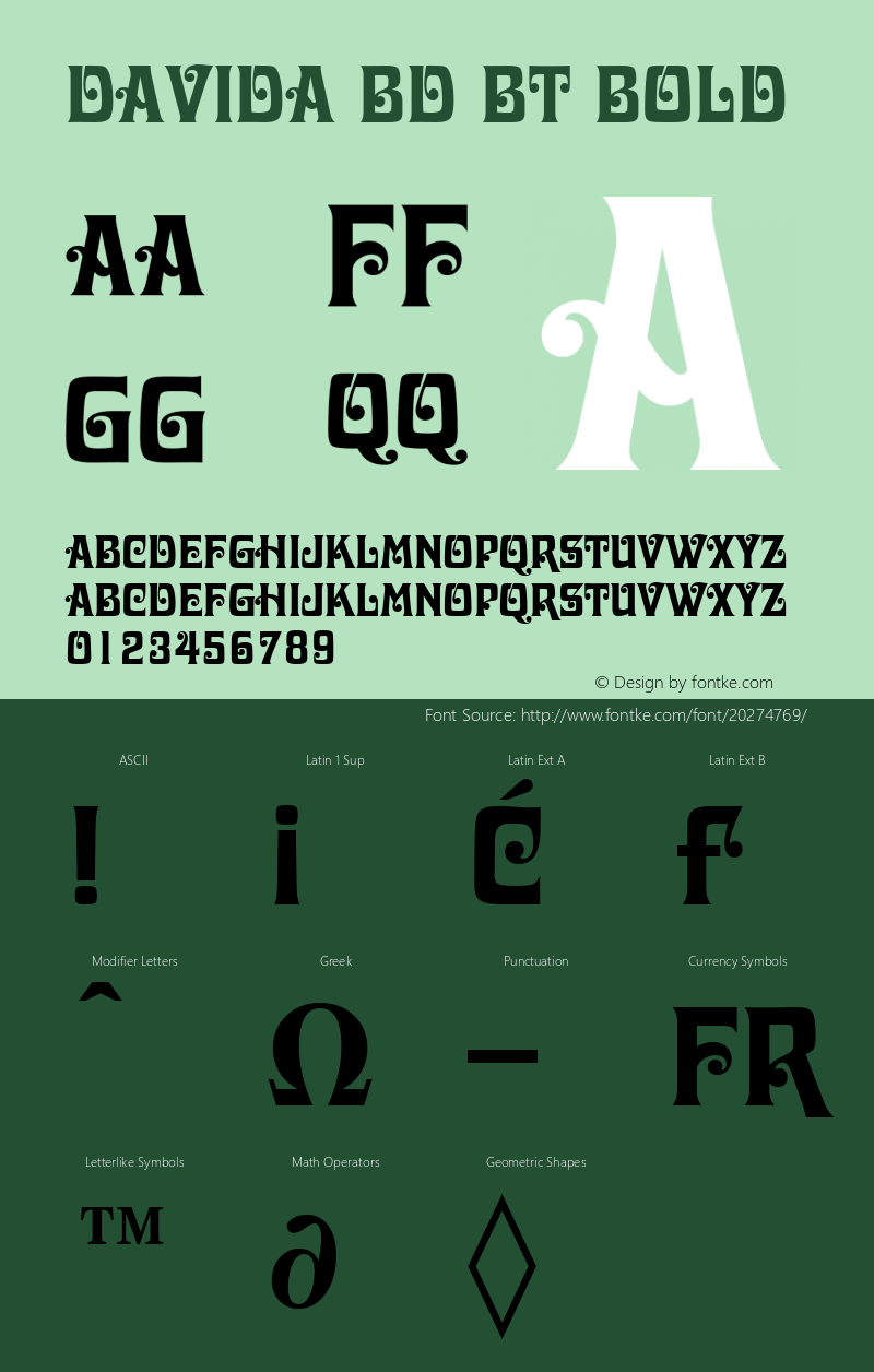 Davida Bd BT Bold mfgpctt-v4.4 Dec 23 1998 Font Sample