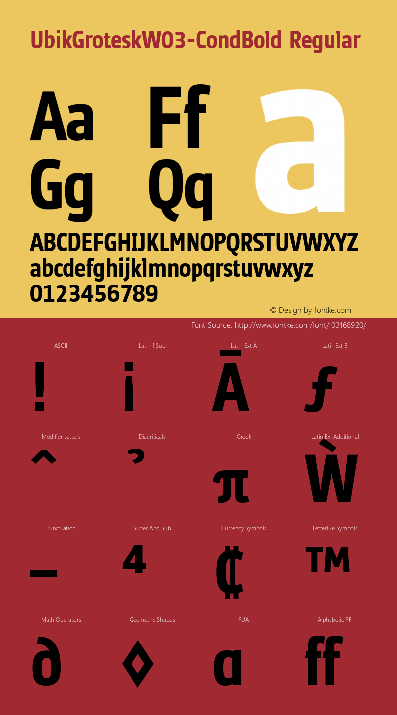 Ubik Grotesk W03 Condensed Bold Version 2.00 Font Sample