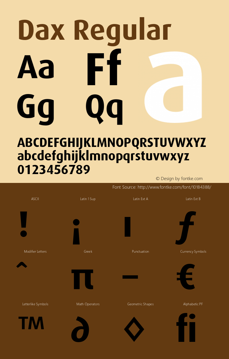 Dax Regular Version 1.005 2000 Font Sample