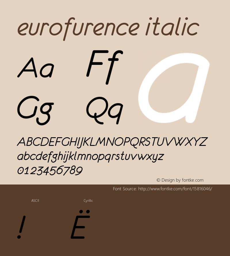 eurofurence italic 4.0 2000-03-28; ttfautohint (v1.4.1) Font Sample