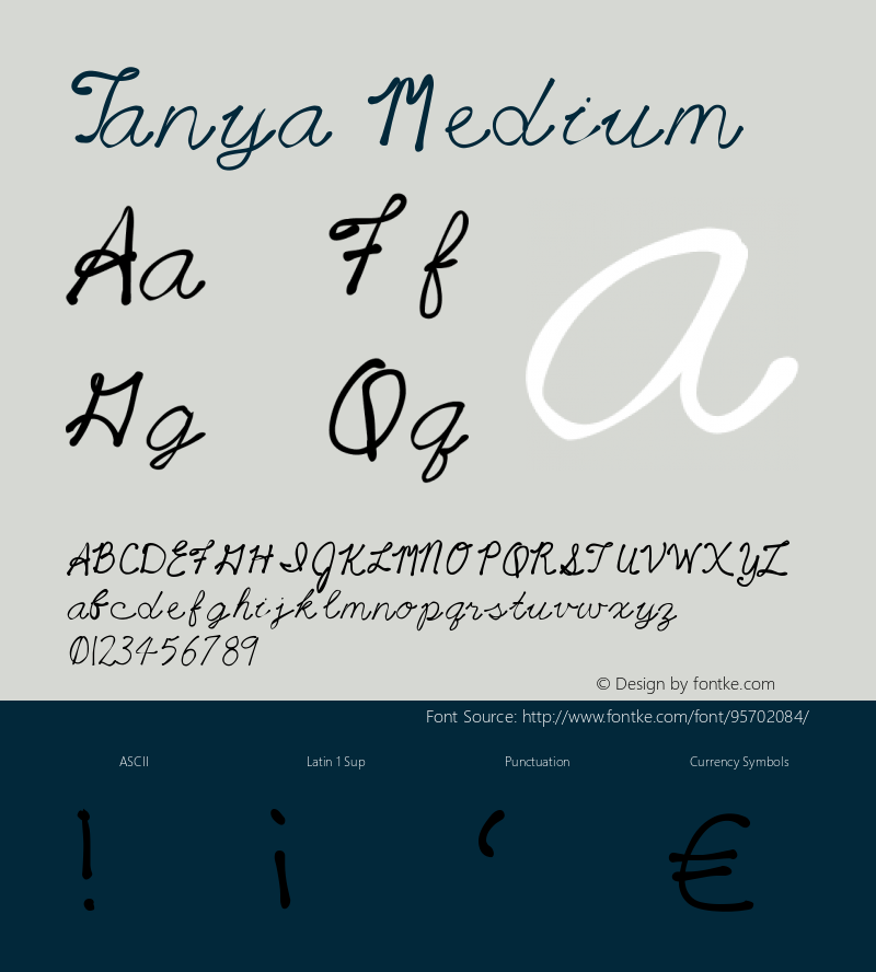 Tanya Version 001.000 Font Sample