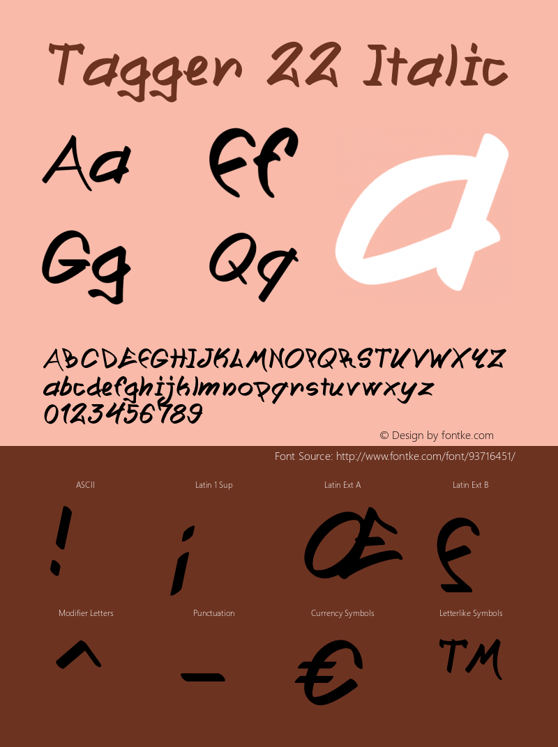 Tagger22-Italic Version 1.000 Font Sample