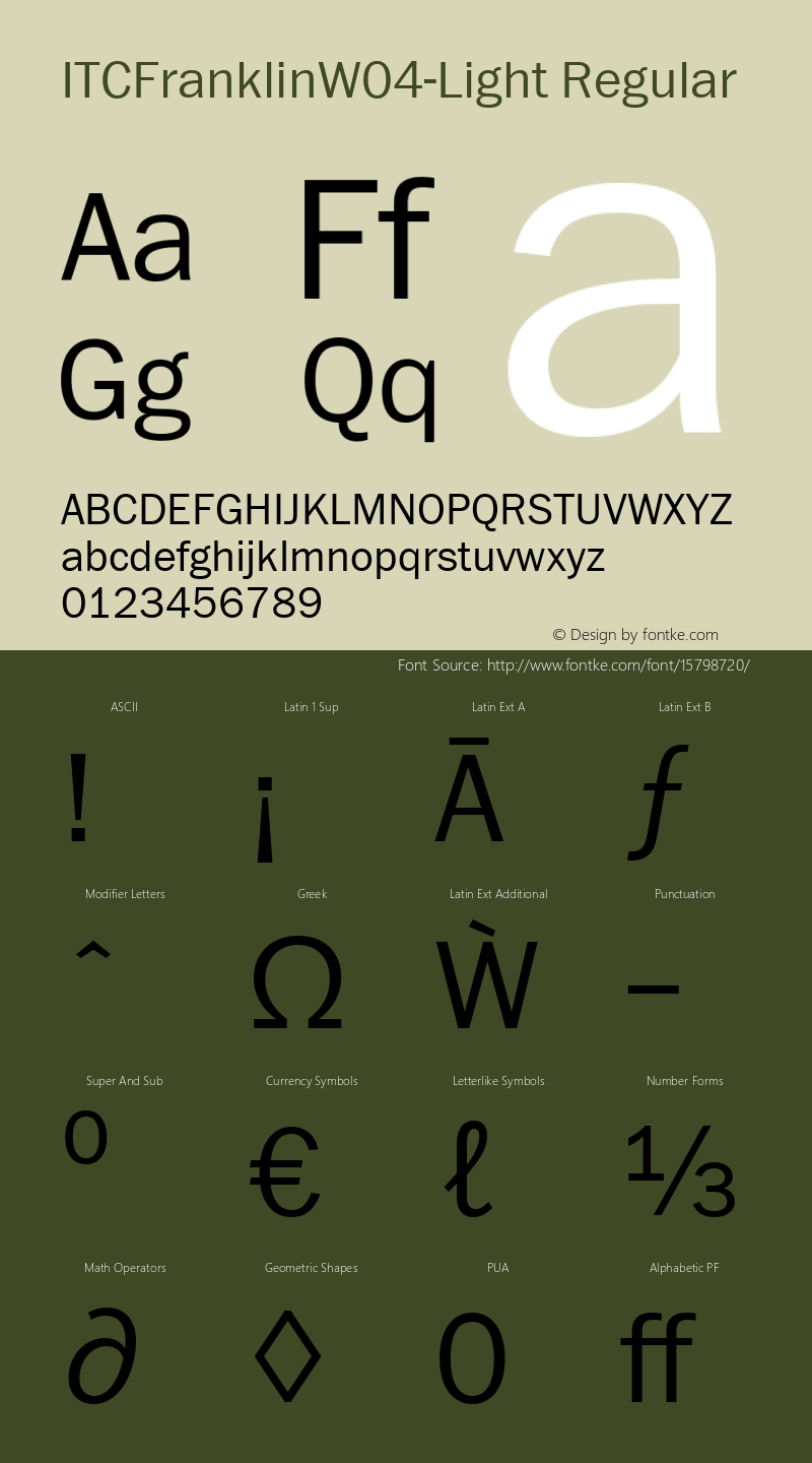 ITCFranklinW04-Light Regular Version 1.1 Font Sample