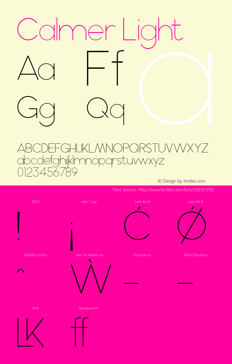 Calmer Light Version 1.000 Font Sample