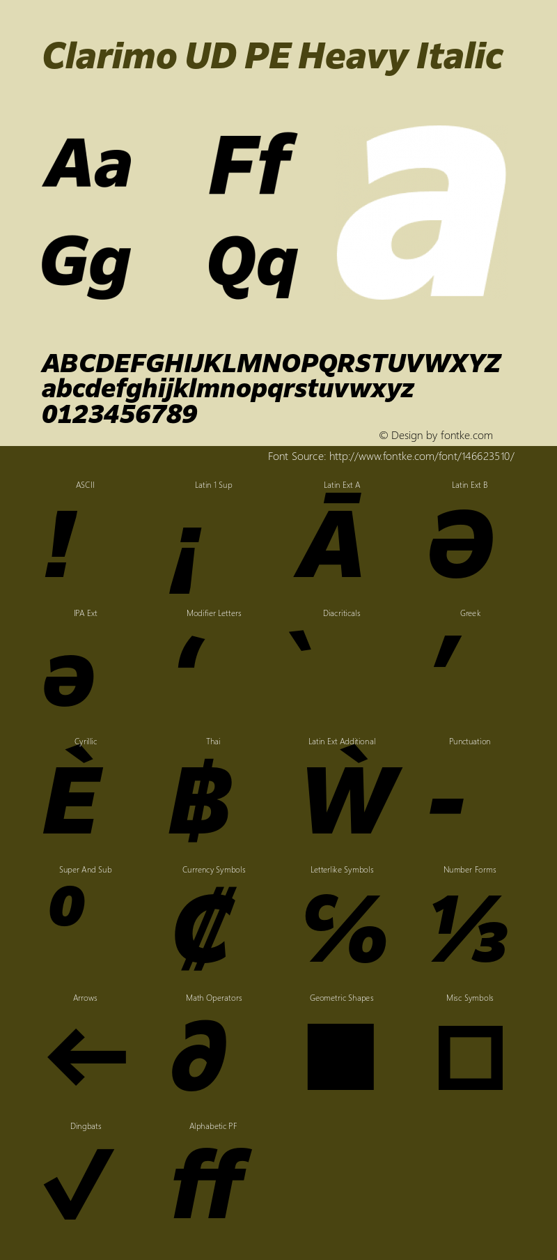 ClarimoUDPE-HeavyItalic Version 1.000 | wf-rip DC20180625 Font Sample