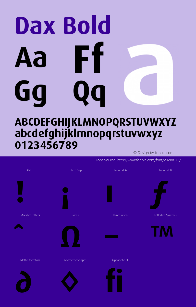 Dax-Bold Version 001.002; t1 to otf conv Font Sample