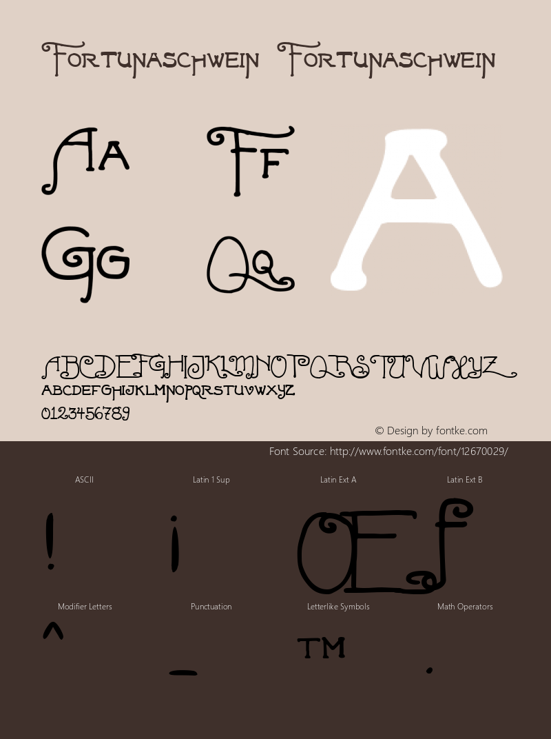 Fortunaschwein Fortunaschwein Version 3: added complete character set Font Sample