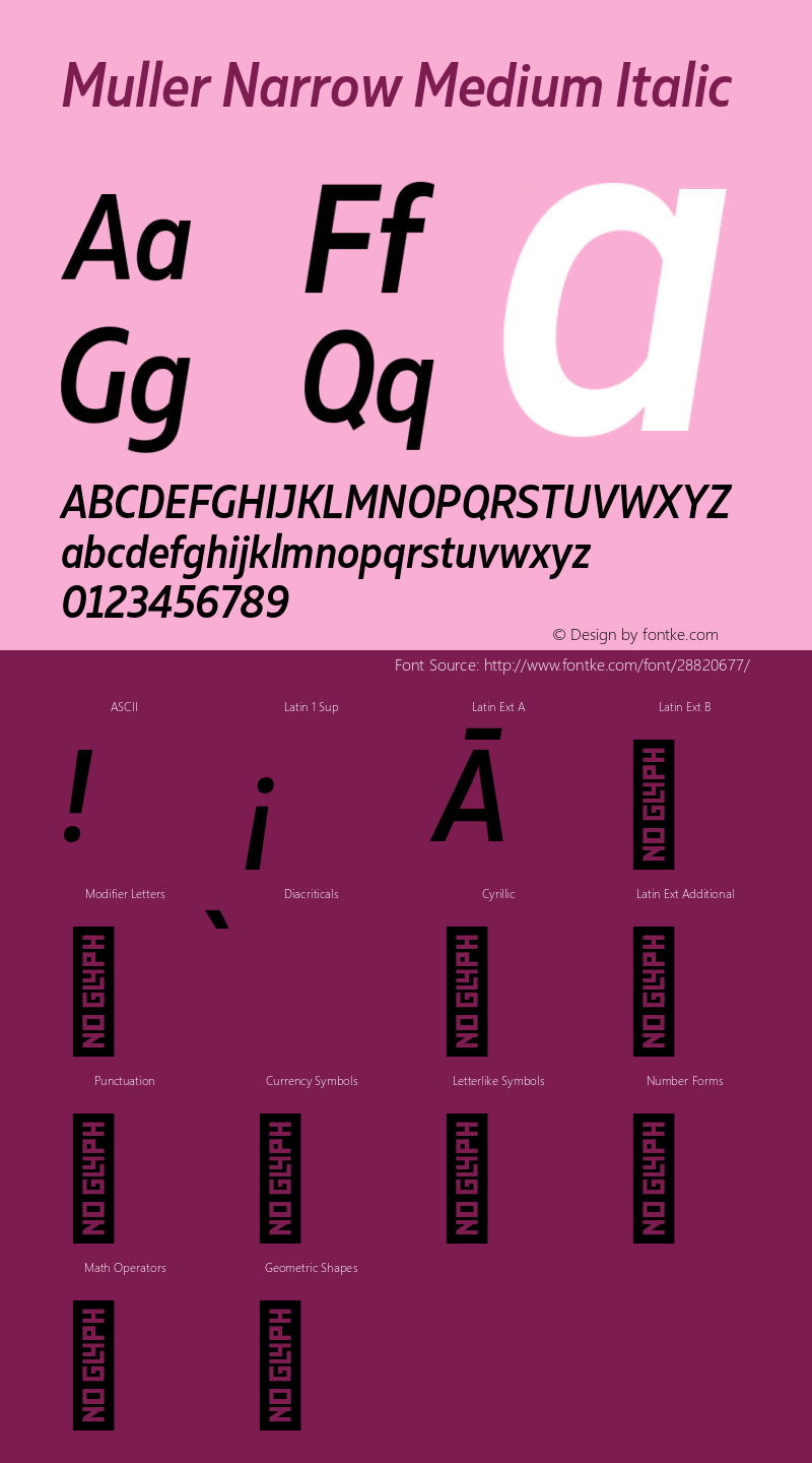 Muller Narrow Medium Italic Version 1.000;PS 001.000;hotconv 1.0.88;makeotf.lib2.5.64775 Font Sample
