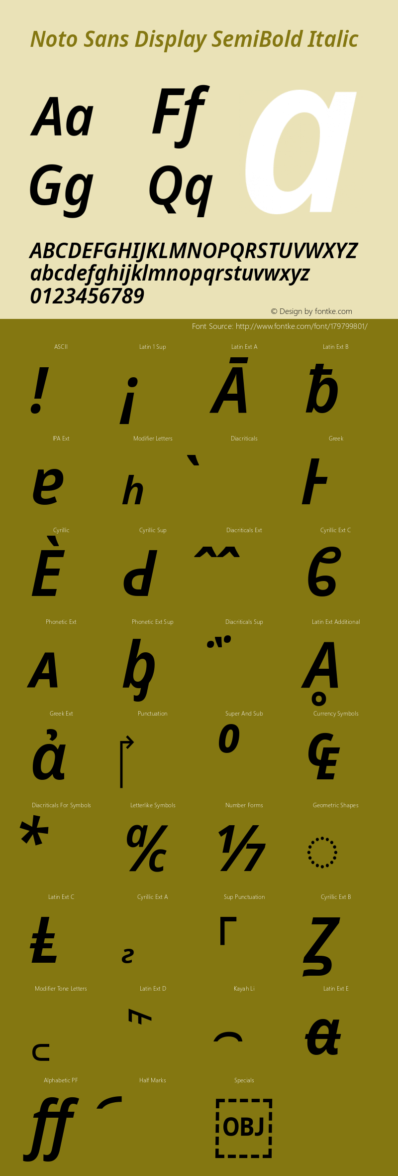 Noto Sans Display SemiBold Italic Version 2.005图片样张