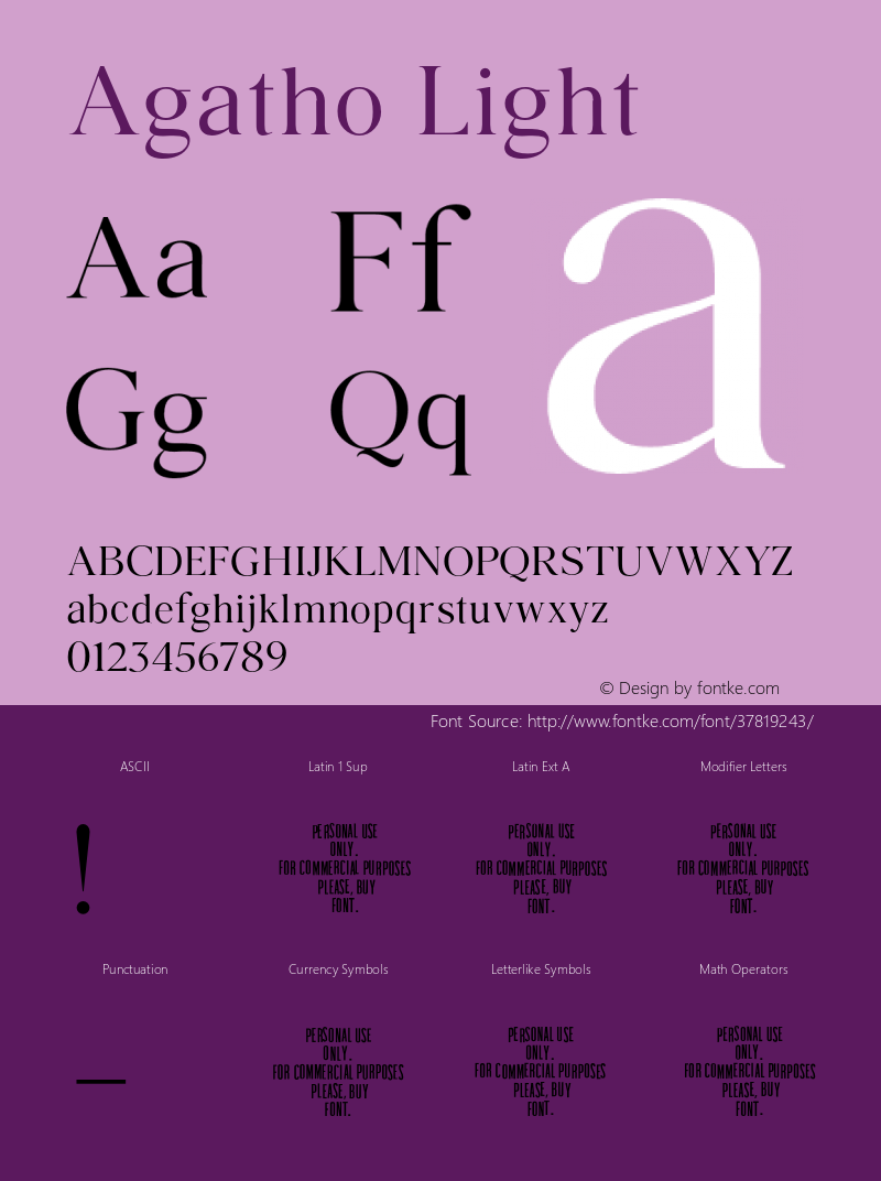 AgathoLight Version 1.004;Fontself Maker 3.3.0 Font Sample