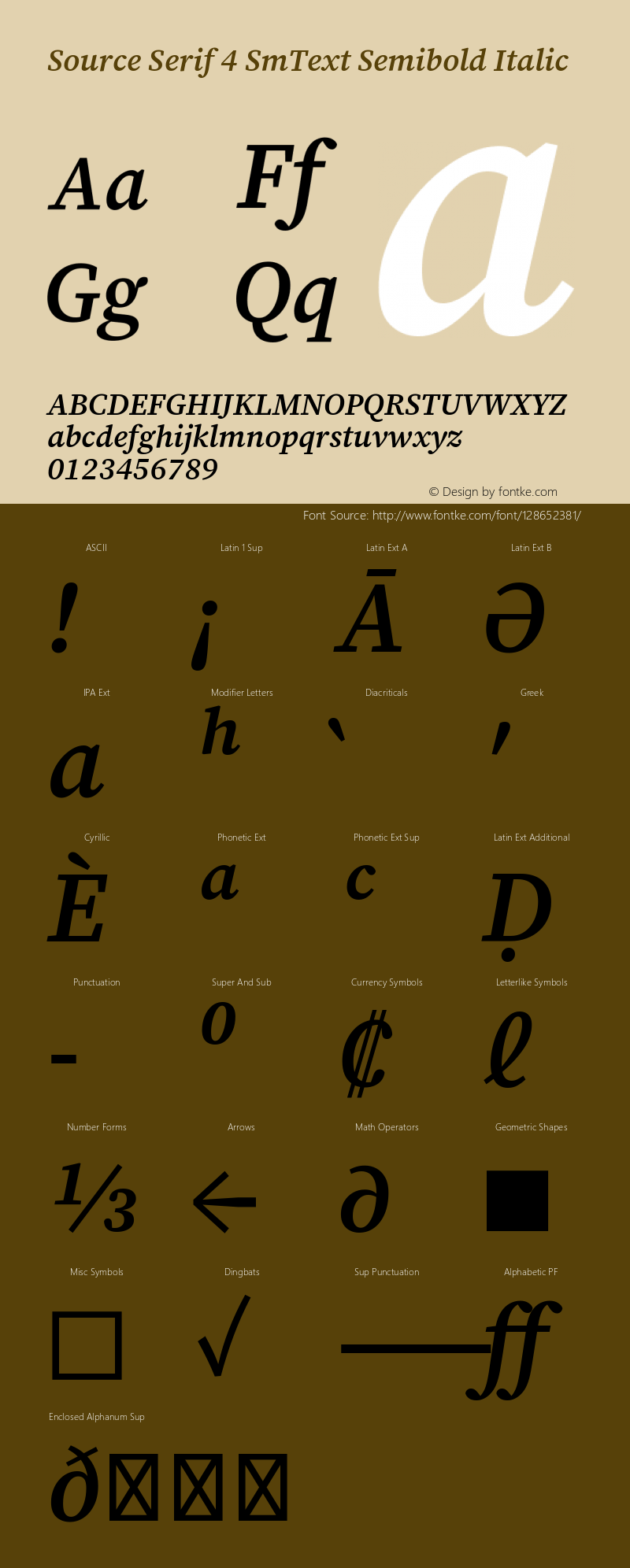 Source Serif 4 SmText Semibold Italic Version 4.004;hotconv 1.0.117;makeotfexe 2.5.65602 Font Sample