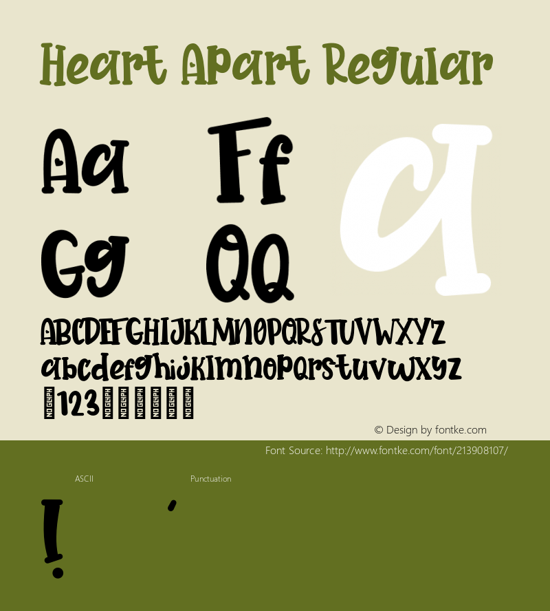 Heart Apart Regular Version 1.000;PS 001.000;hotconv 1.0.88;makeotf.lib2.5.64775图片样张
