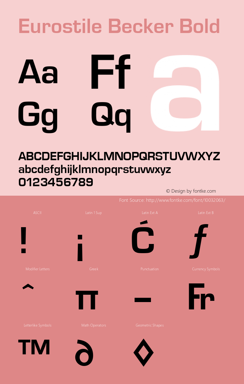 Eurostile Becker Bold Version 001.005 Font Sample