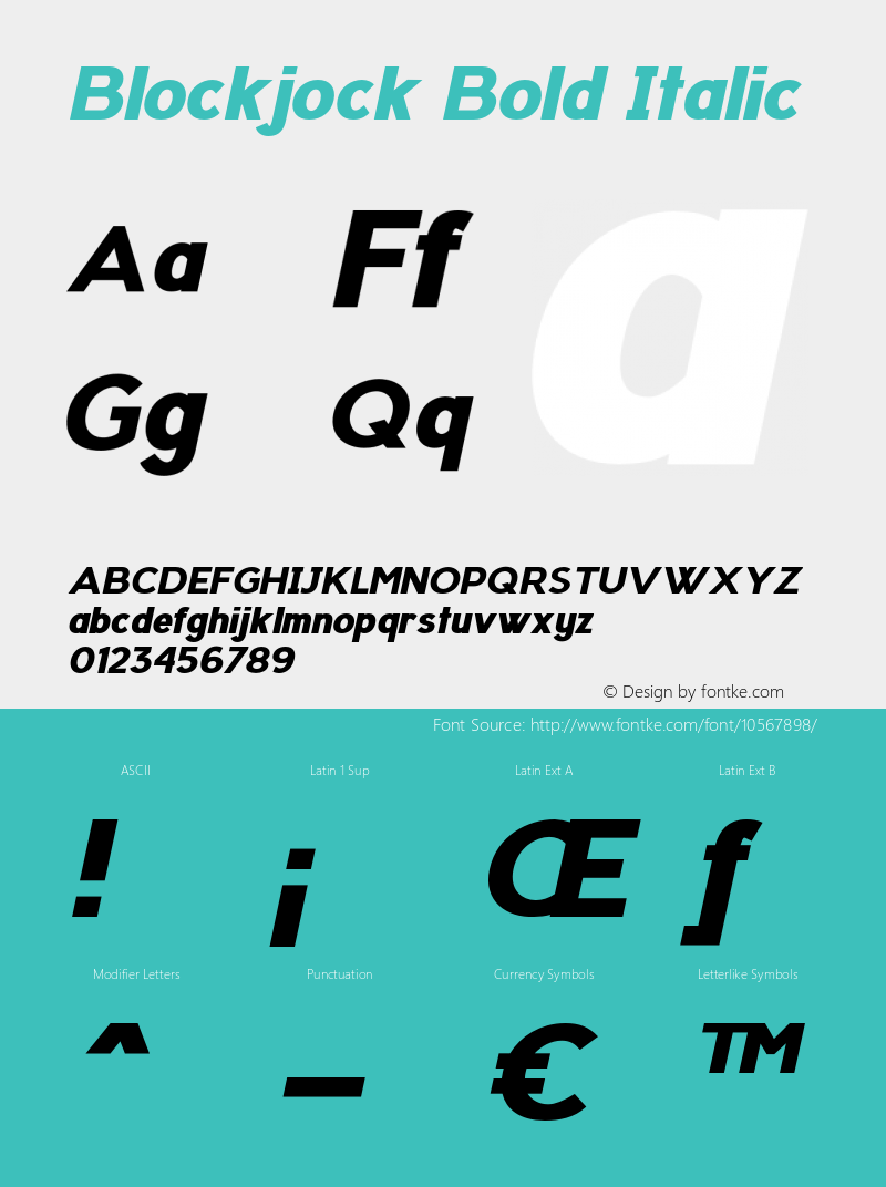 Blockjock Bold Italic Version 1.000 Font Sample