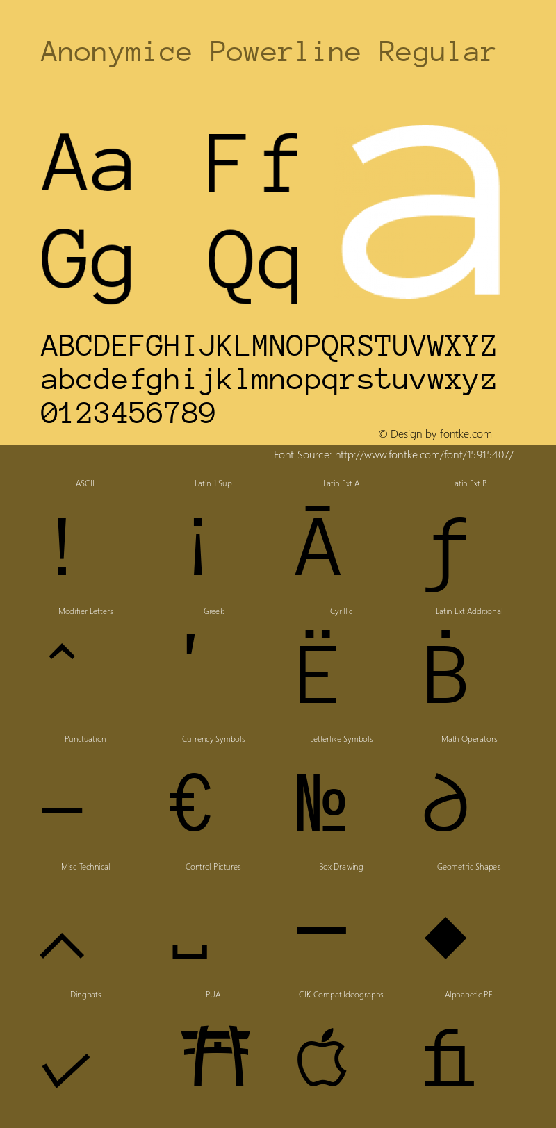 Anonymice Powerline Regular Version 1.002 Font Sample