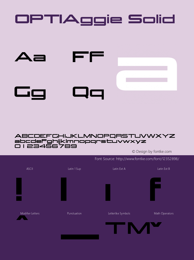 OPTIAggie Solid Version 001.000 Font Sample