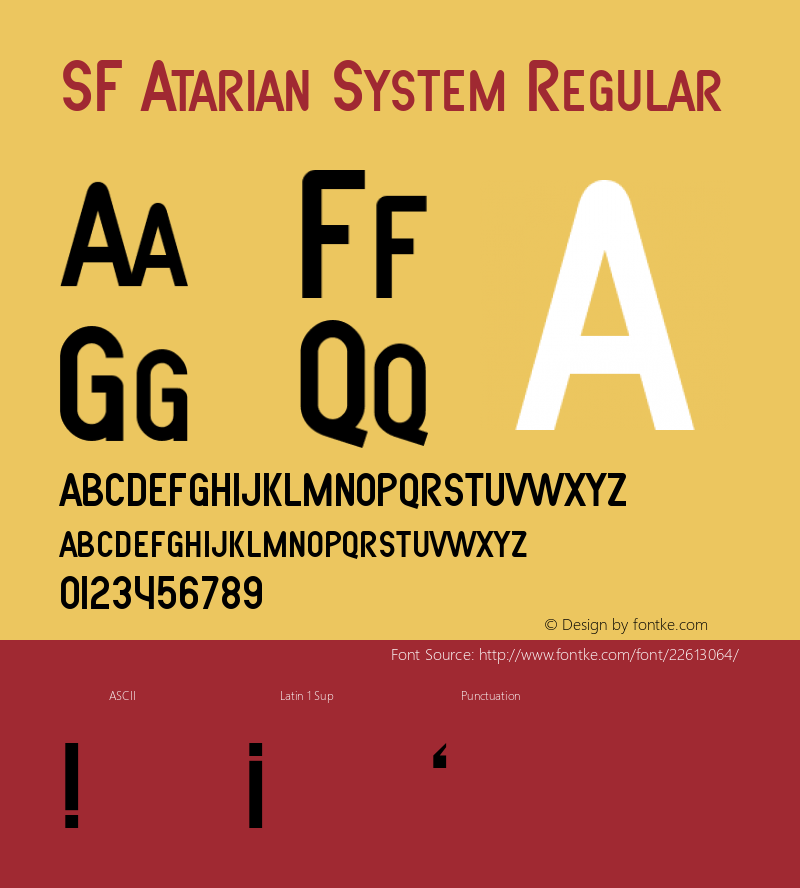 SF Atarian System ver 1.0; 1999. Freeware. Font Sample