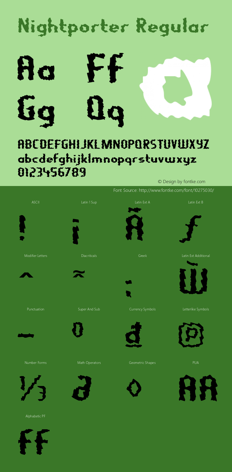 Nightporter Regular Version 5.000 Font Sample