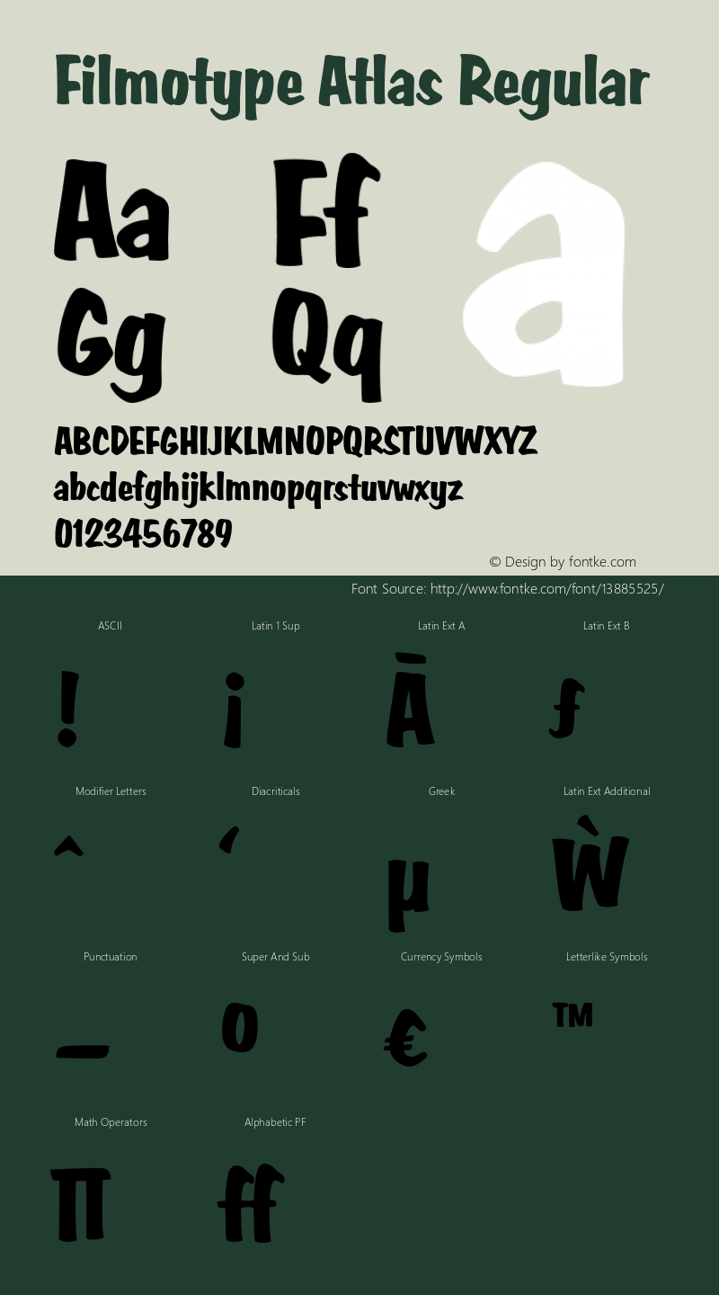 Filmotype Atlas Regular Version 1.000 Font Sample