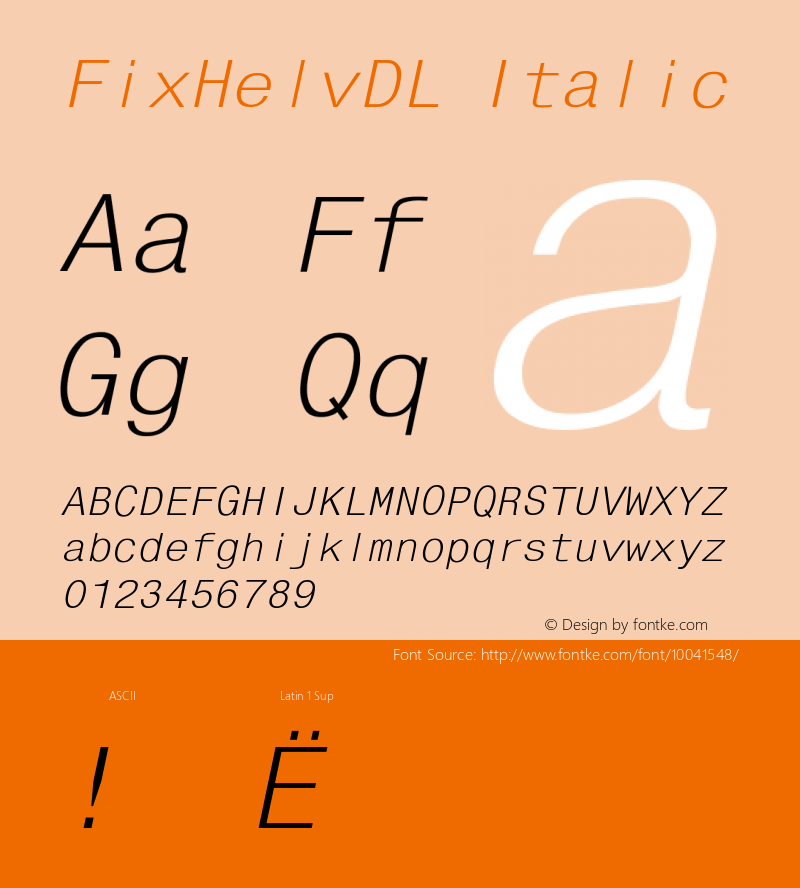 FixHelvDL Italic Unknown Font Sample