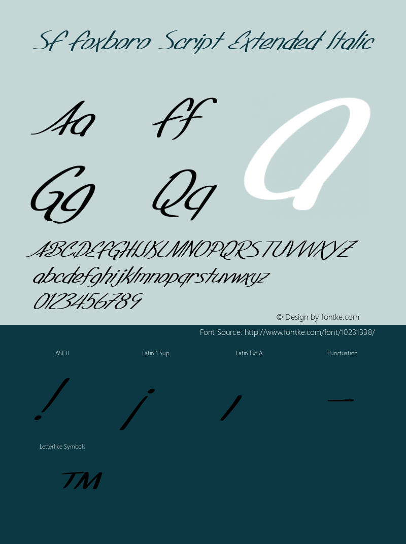 SF Foxboro Script Extended Italic v1.0 - Freeware Font Sample