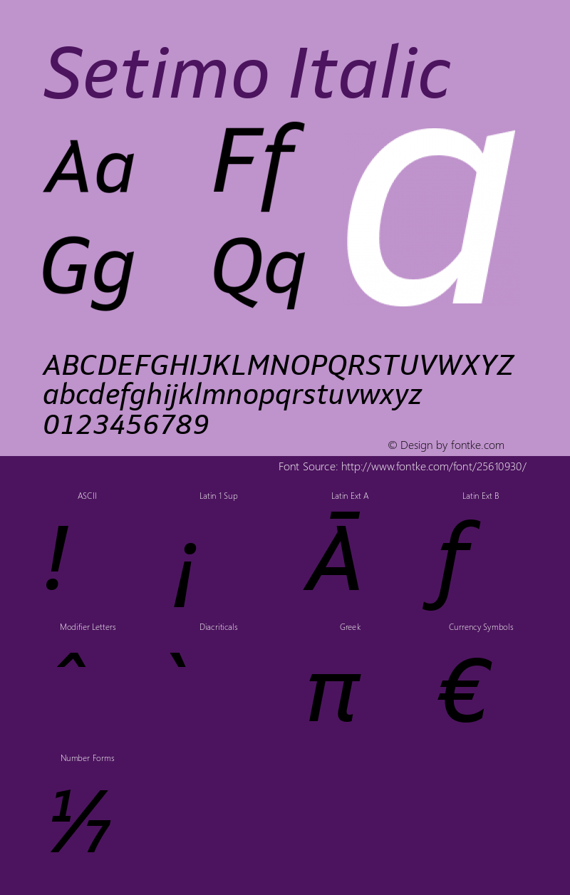 Setimo Italic Version 1.000 Font Sample