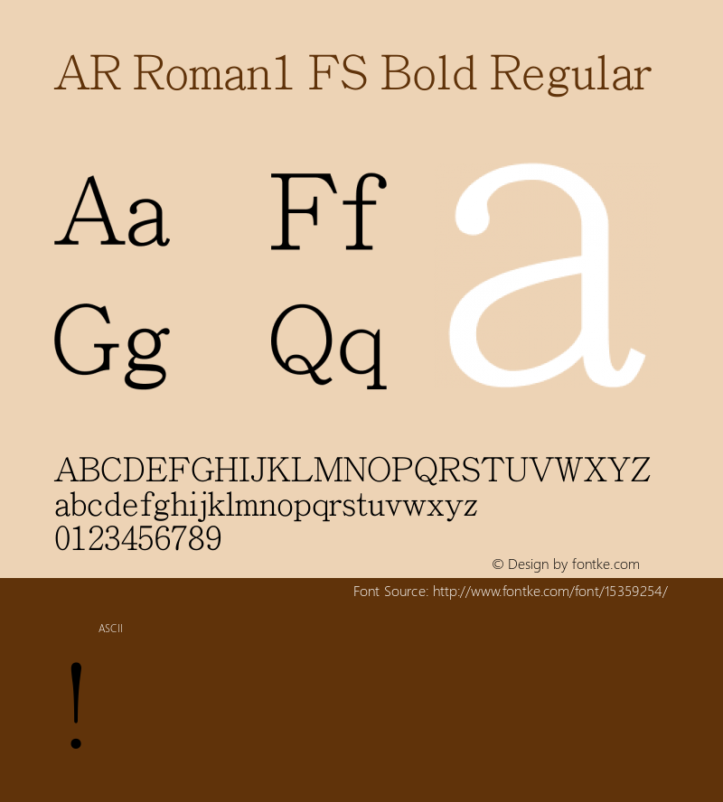 AR Roman1 FS Bold Regular Version 2.10 Font Sample