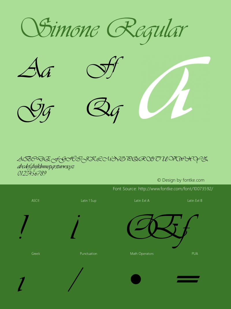 Simone Regular B & P Graphics Ltd.:18.07.1995 Font Sample