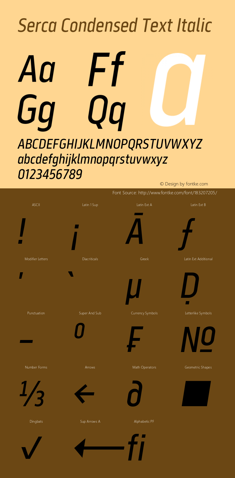 Serca Condensed Text Italic Version 1.000;hotconv 1.0.109;makeotfexe 2.5.65596图片样张