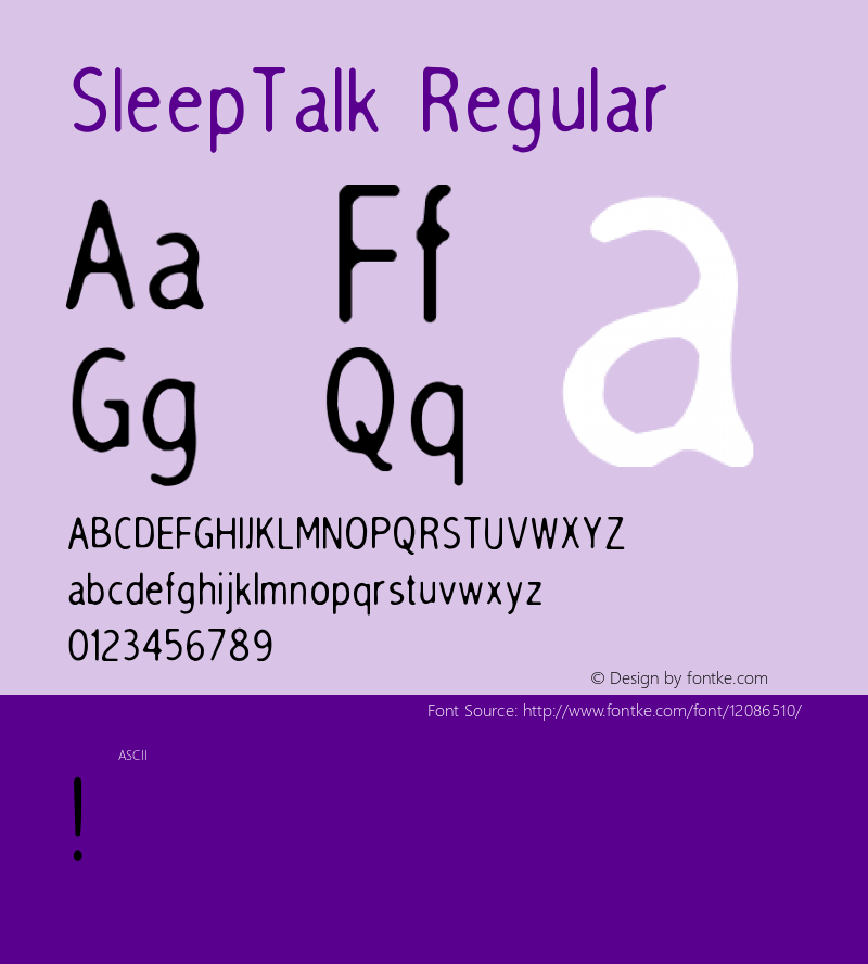 SleepTalk Regular Version 1.0 Font Sample