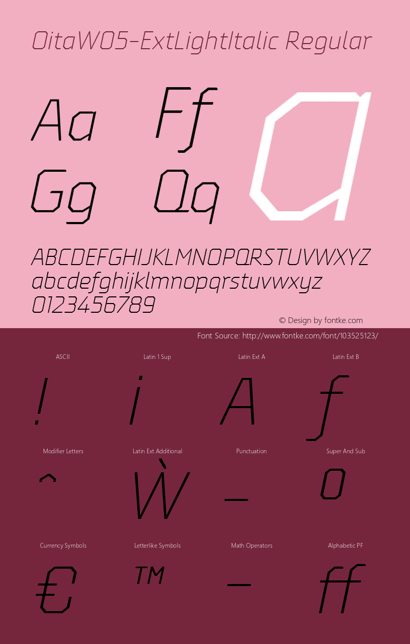 Oita W05 Ext Light Italic Version 1.00 Font Sample