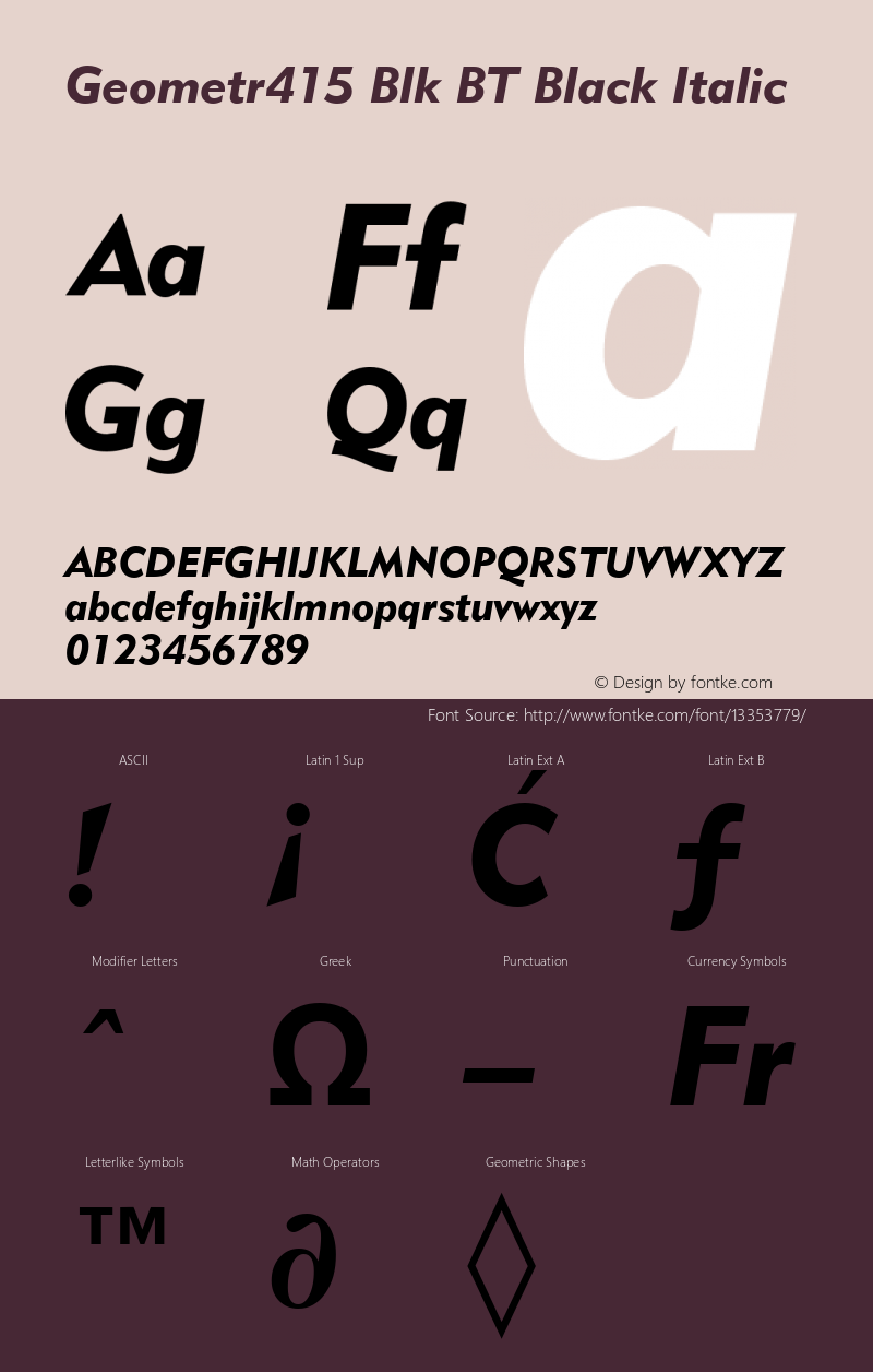 Geometr415 Blk BT Black Italic mfgpctt-v1.52 Tuesday, January 26, 1993 2:25:58 pm (EST) Font Sample