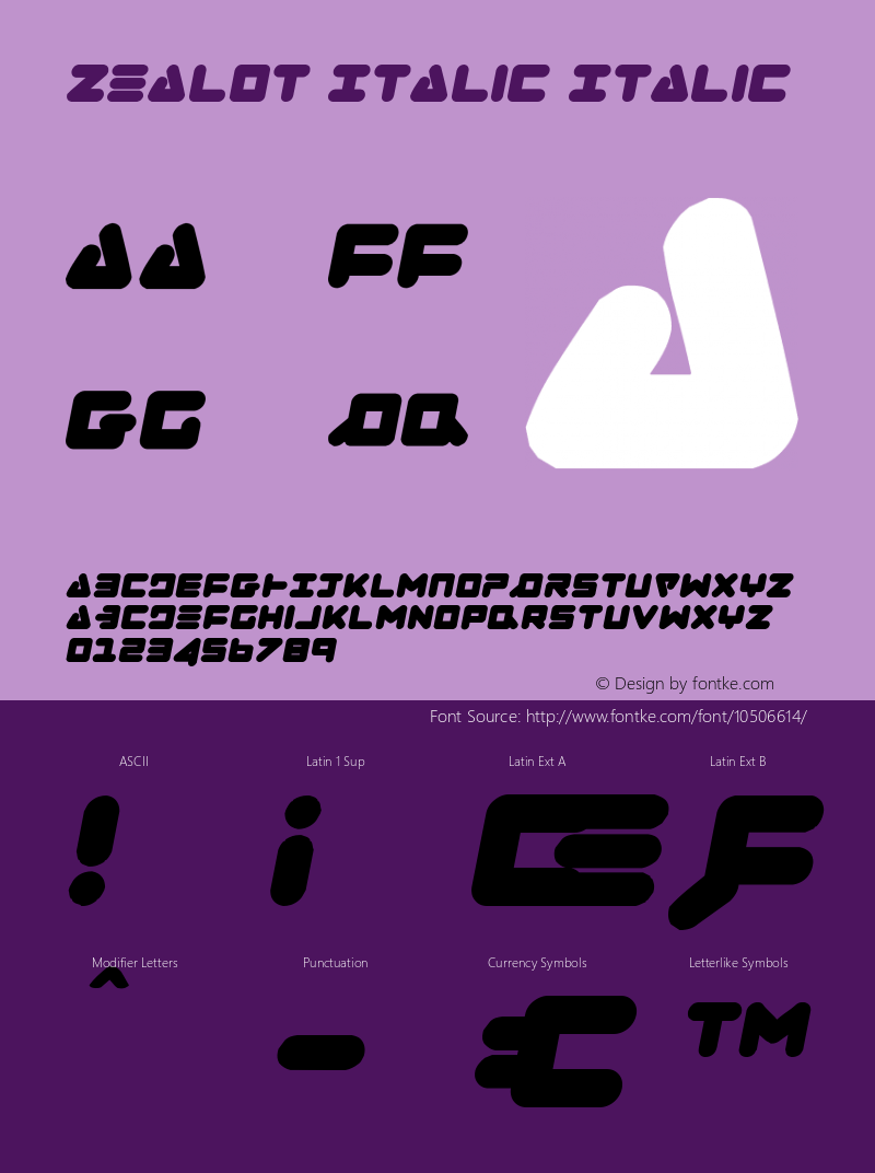 Zealot Italic Italic 001.000 Font Sample
