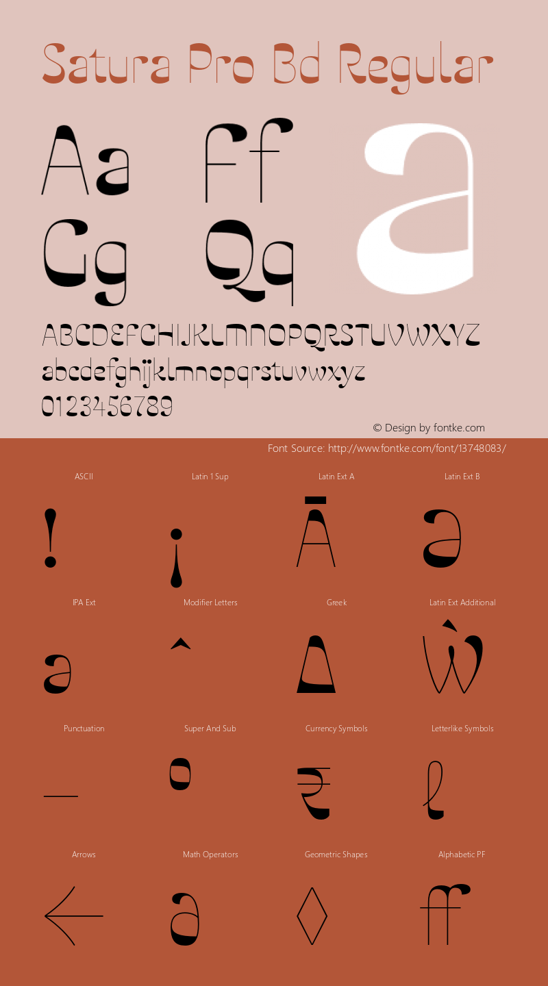 Satura Pro Bd Regular Version 1.100 Font Sample