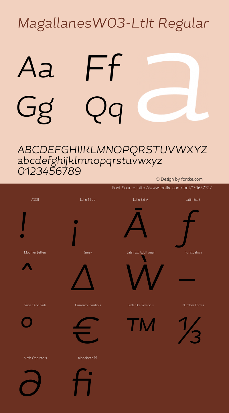 MagallanesW03-LtIt Regular Version 1.00 Font Sample