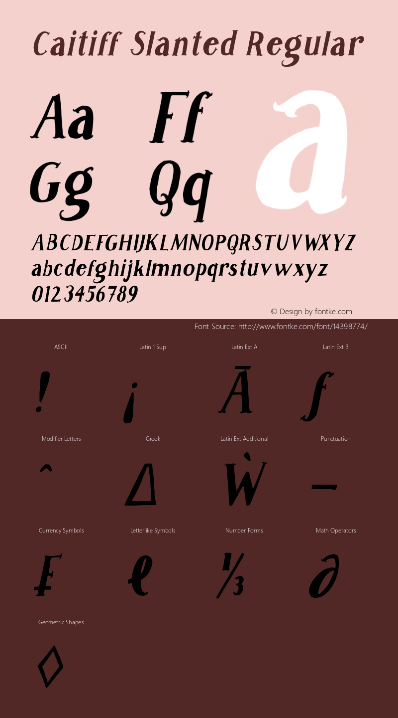 Caitiff Slanted Regular Version 1.000 Font Sample