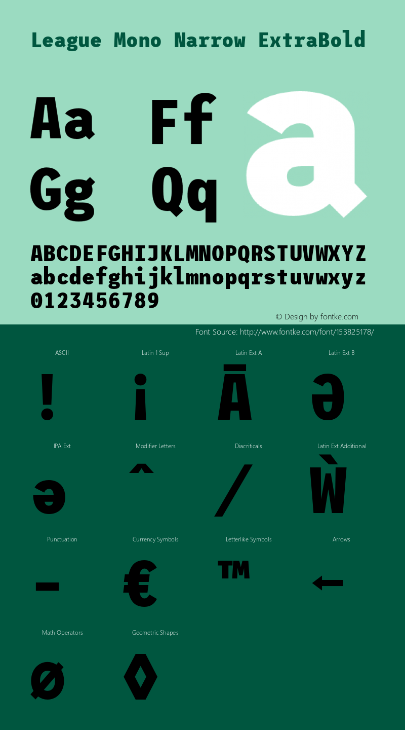 League Mono Narrow ExtraBold Version 2.220;RELEASE Font Sample