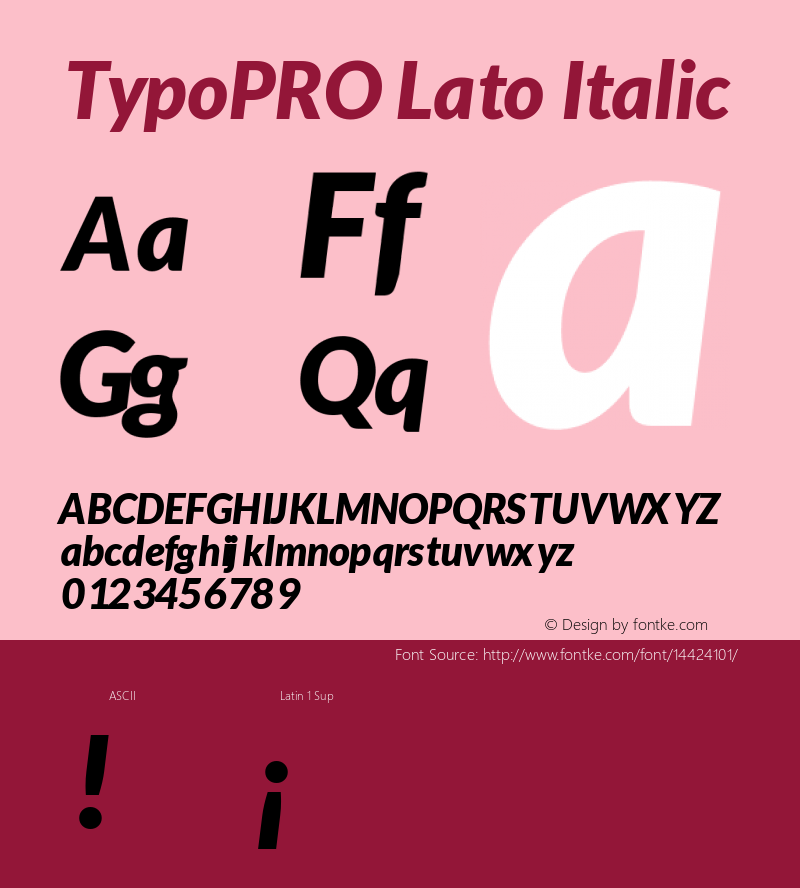 TypoPRO Lato Italic Version 1.105; Western+Polish opensource Font Sample