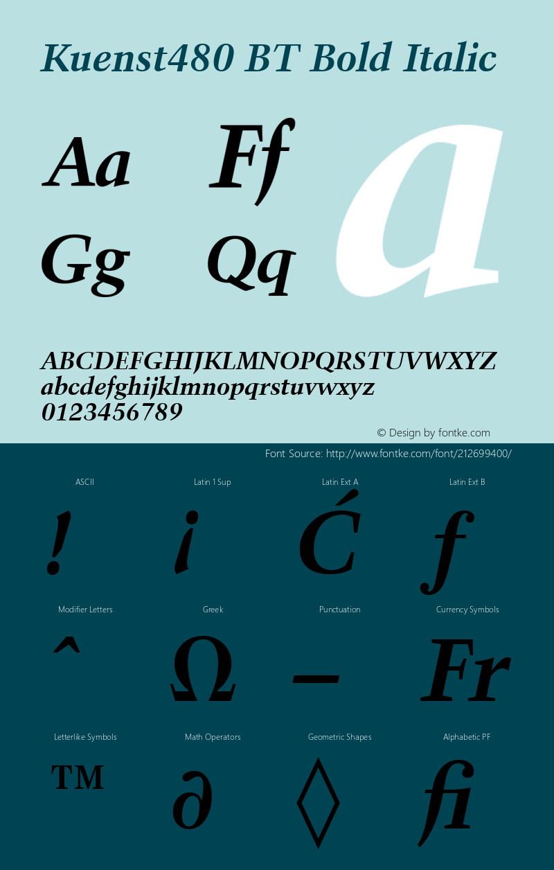 Kuenst480 BT Bold Italic Version 1.01 emb4-OT图片样张