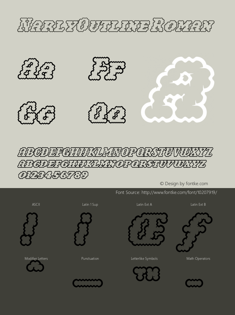 NarlyOutline Roman Version 1.00 Font Sample