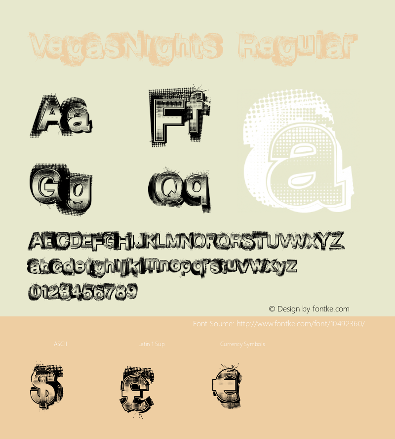 VegasNights Regular Version 1.00 July 10, 2013, initial release Font Sample