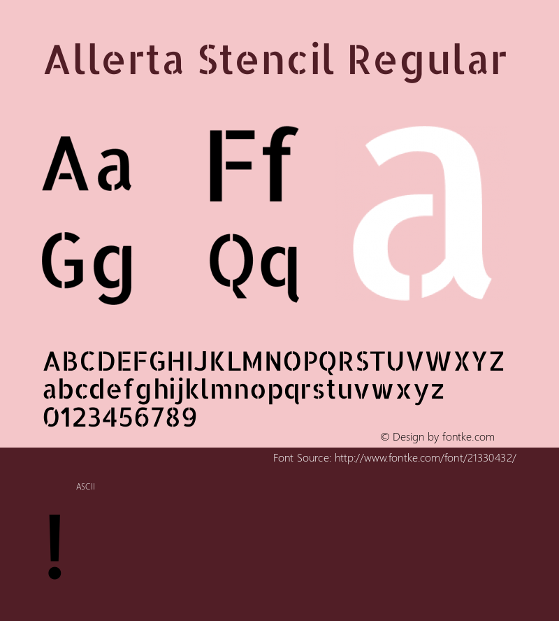 AllertaStencil Version 1.0 Font Sample