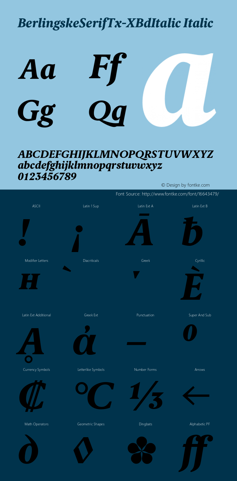 BerlingskeSerifTx-XBdItalic Italic Version 1.003 Font Sample