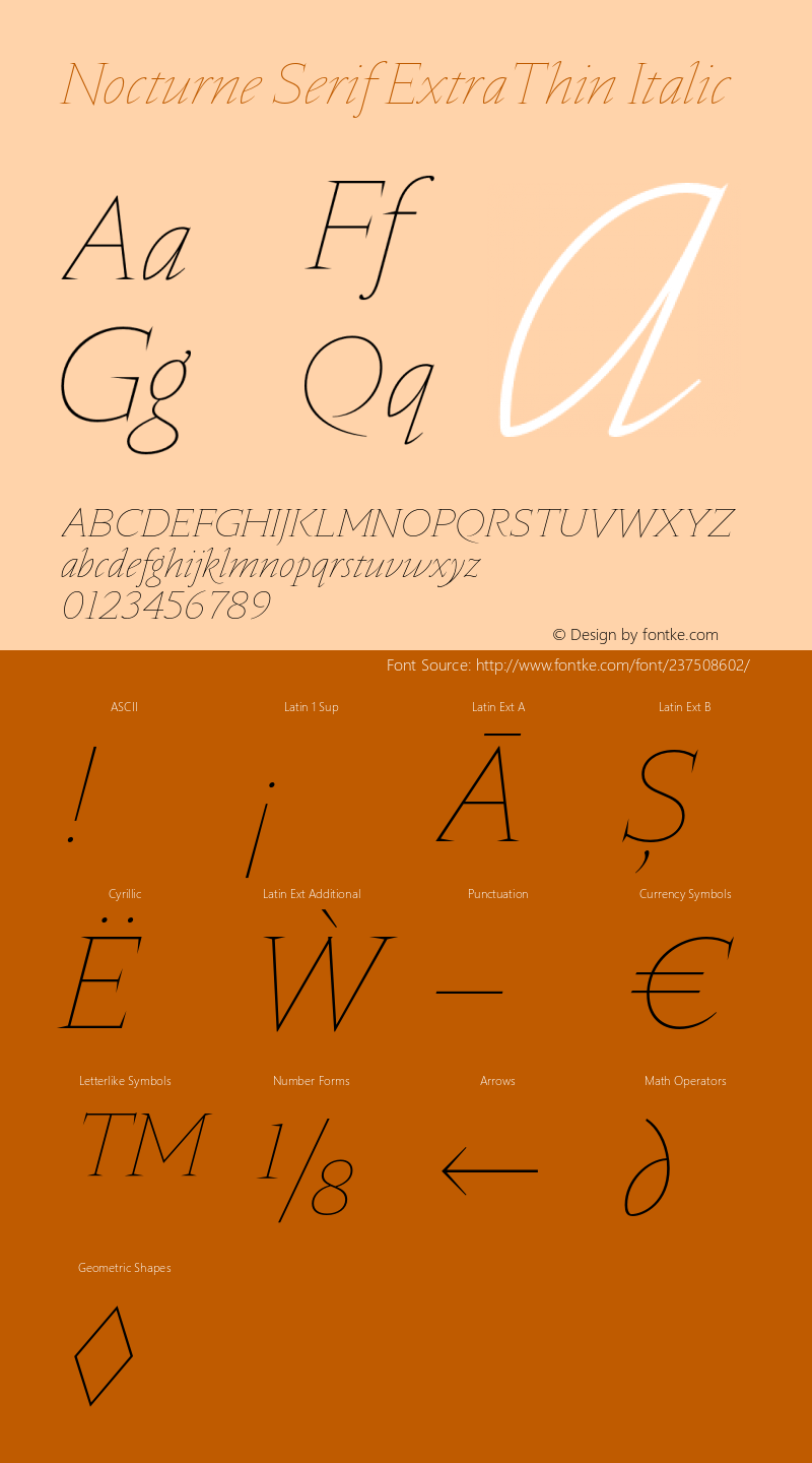 Nocturne Serif ExtraThin Italic Version 2.000;hotconv 1.0.109;makeotfexe 2.5.65596图片样张