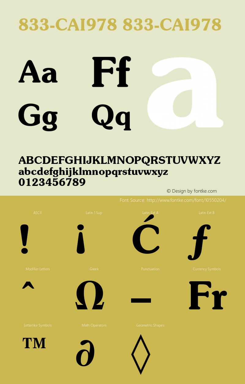 833-CAI978 833-CAI978 Version 3.0 Font Sample